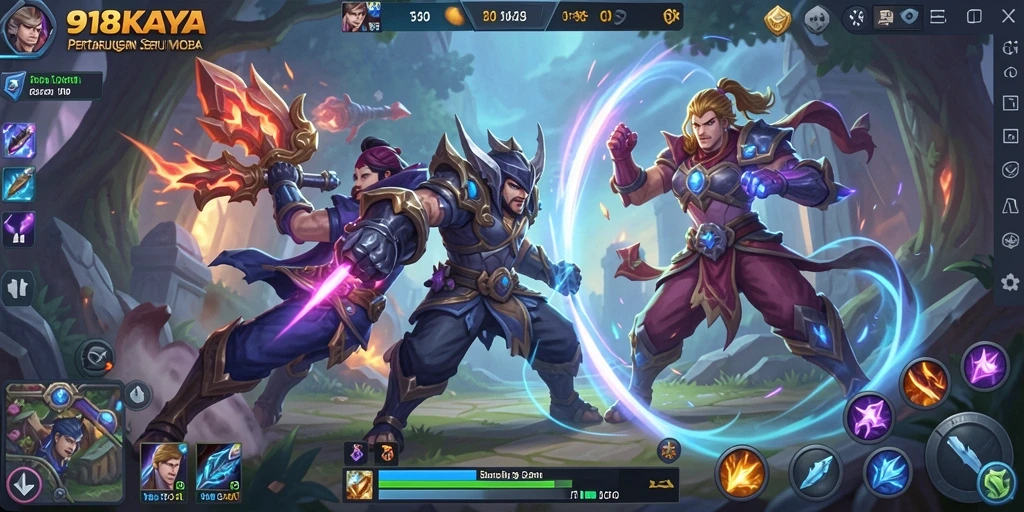 Gameplay seru dalam pertarungan MOBA yang mendebarkan.