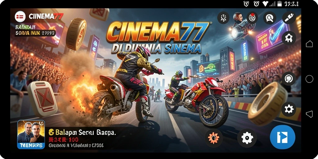 Tangkapan layar utama CINEMA77 menampilkan aksi balapan mendebarkan dengan mobil ikonik.