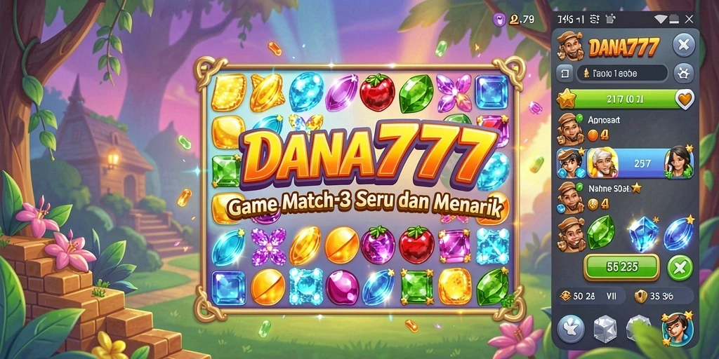 Tampilan gameplay menarik dari DANA777 dengan level Match-3 yang menantang.