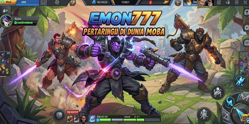 Tampilan gameplay seru dalam arena MOBA EMON777.