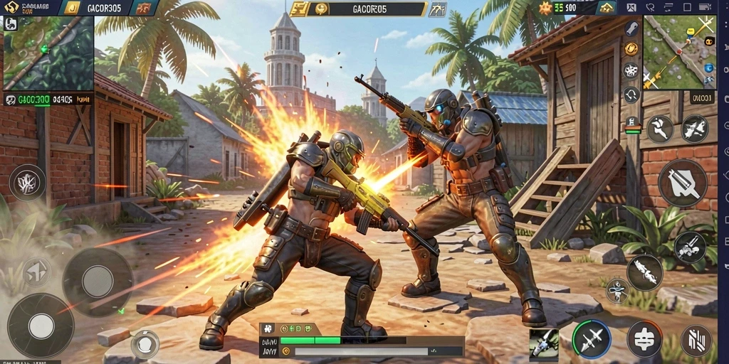 Tampilan gameplay GACOR305 yang mendebarkan dalam aksi Battle Royale.