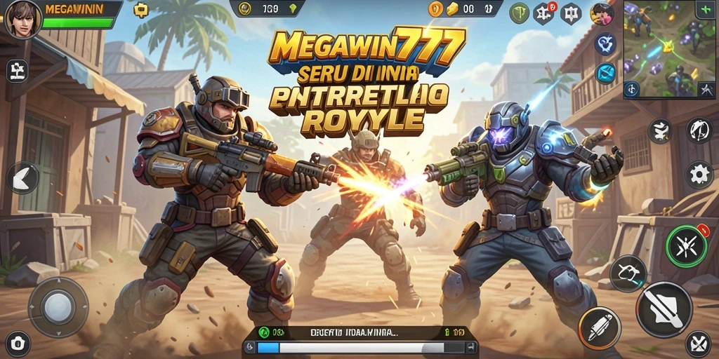 Gambaran aksi mendebarkan dari gameplay Battle Royale MEGAWIN777.
