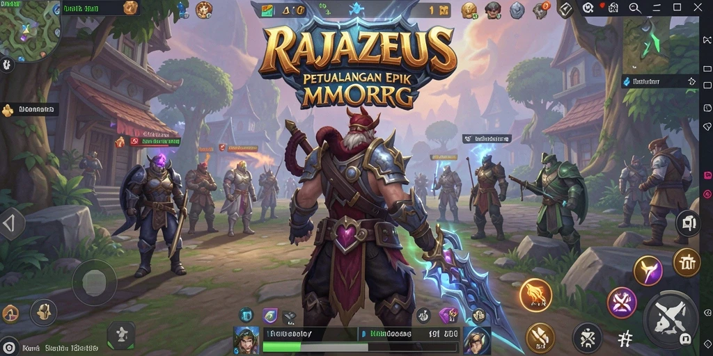 Gameplay seru di dunia fantasi RAJAZEUS dengan pertempuran epik.